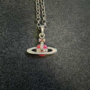 Vivienne Westwood pink saturn orb necklace